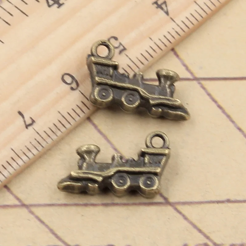 10pcs Charms Double Sided Train 17x12mm Tibetan Bronze Silver Color Pendants Antique Jewelry Making DIY Handmade Craft