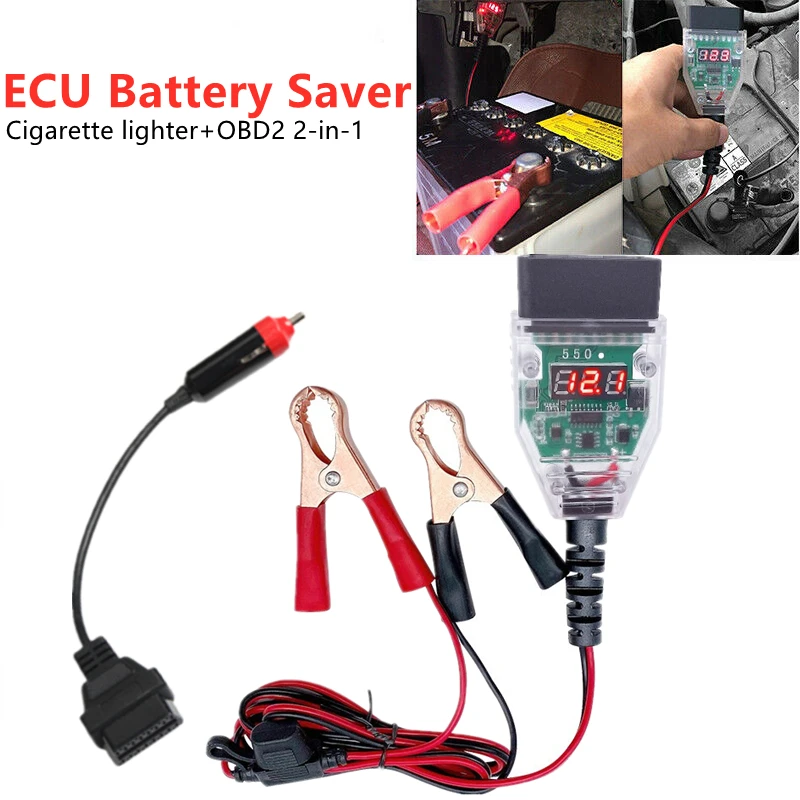 Herramienta de reemplazo de batería automotriz Universal OBD2, Ahorrador de memoria ECU, Cable de fuente de alimentación de emergencia, computadora