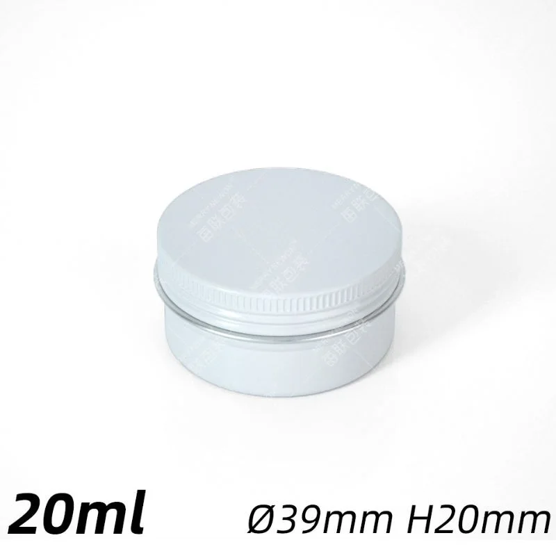 20pcs/lot White empty round aluminum jar box metal tin cans cosmetic cream, tea Aluminum storage box 15ml 20ml 50ml 100ml 150ml