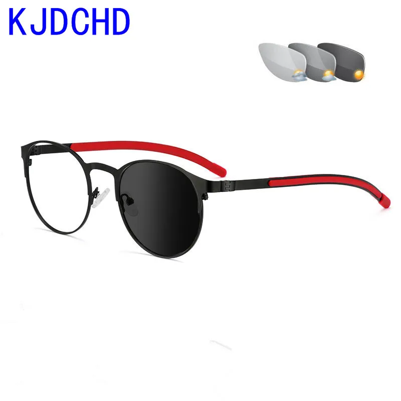 

KJDCHD BRAND DESIGNER Photochromic Reading Glasses Women Men Chameleon Optical Frame Presbyopia Eyeglasses with CR-39 Lens +0.25