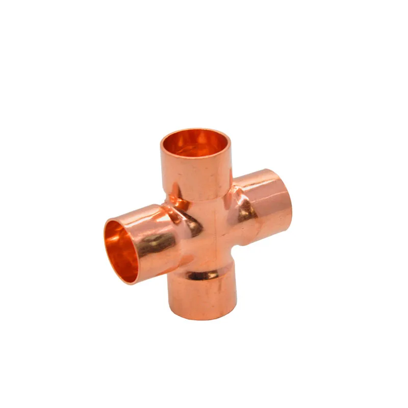 

1PC Copper End Feed Equal Cross 4 Ways Plumbing Sanitary Pipe Fitting for Gas Water Oil 15/16/22/28mm x1mm