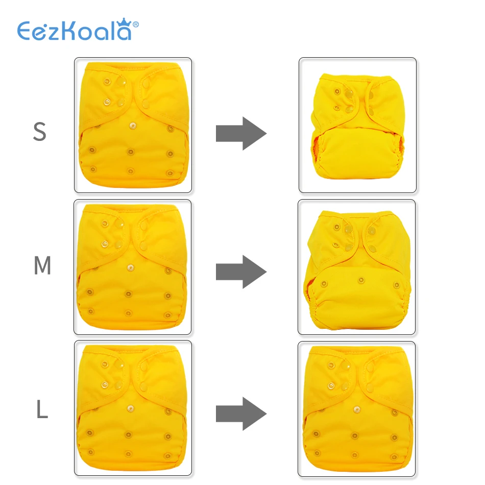 EezKoala-غطاء حفاضات صديق للبيئة مقاس واحد ، حفاض جيب قابل للتعديل ، قابل للغسل ، أولاد وبنات ، 0-2 سنة ، 6 طقم