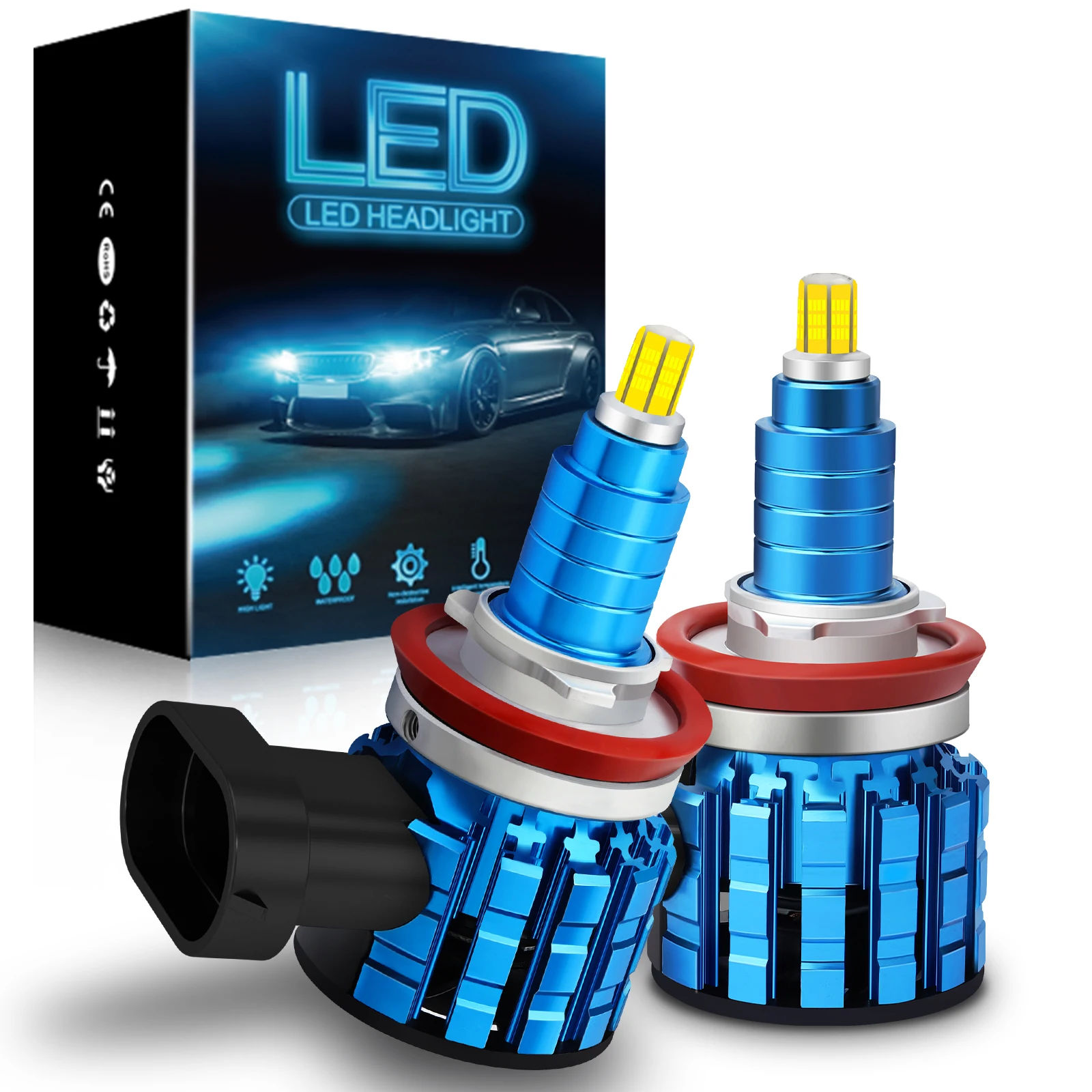 

2PCS H1 H11 H8 H9 H16JP Fog Lights 72 CSP 6 Sides 3D 360 H7 Led Car Headlights Bulbs H79005 9006 HB3 HB4 9012 Canbus Error Free