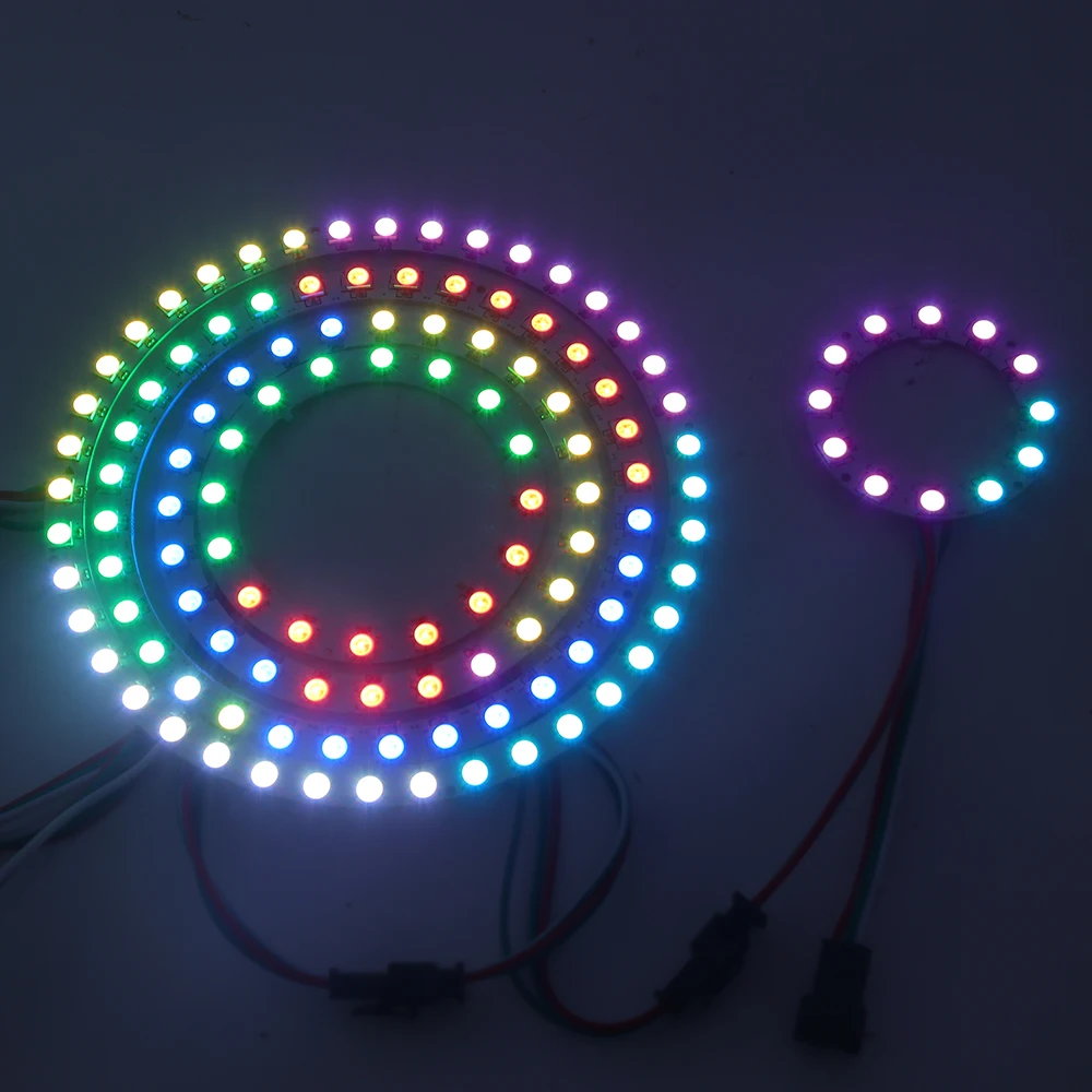 DC5V แอดเดรส Pixel WS2812B แหวน1 8 12 16 24 32 40 48 60 93 241 LEDs WS2812 SK6812 5050 RGB LED แหวน WS2811 Ic ในตัว RGB