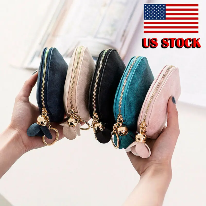 2019 New Fashion Ladies PU Leather Mini Wallet Card Key Holder Zip Coin Purse Floral Pendant Clutch Bag Small Handbag Bag hot