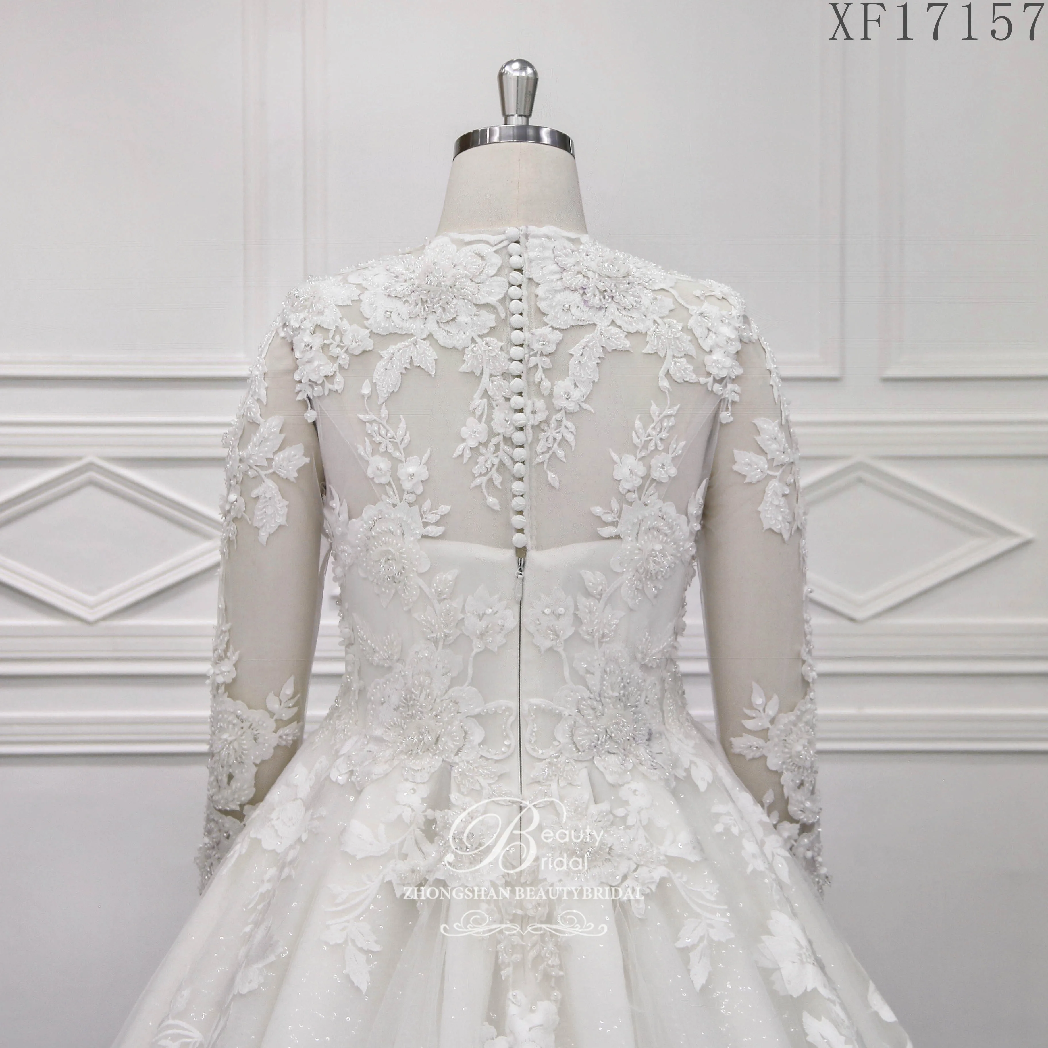 Beatuy bridal XF 17157 الدانتيل زين فستان الزفاف 2021a خط المحكمة أنيقة وأعلى تول الموضة