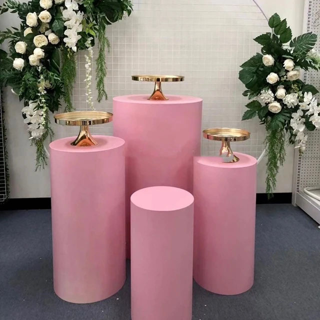 

4pcs/set)Craft clear acrylic/mental plinth round plinth pedestals table For Wedding Decoration yudao1007