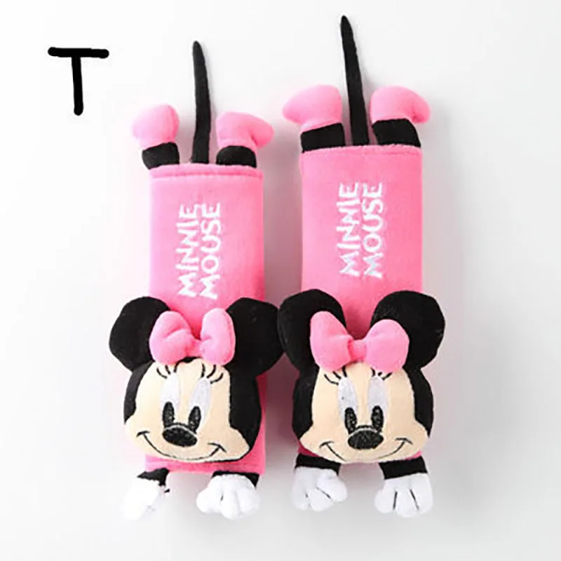 2 pçs/set disney mickey mouse ponto cinto de segurança do carro almofadas arnês alça de ombro mochila almofada travesseiro para o presente da menina