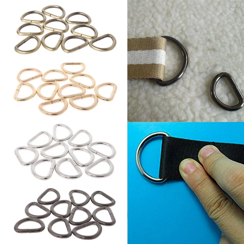 10 Teile/los 13/16/20/25mm D Ringe Schnalle Innere Breite Metall Halb Runde Förmigen für Tasche Strap Gürtel Geldbörse DIY Tasche Zubehör