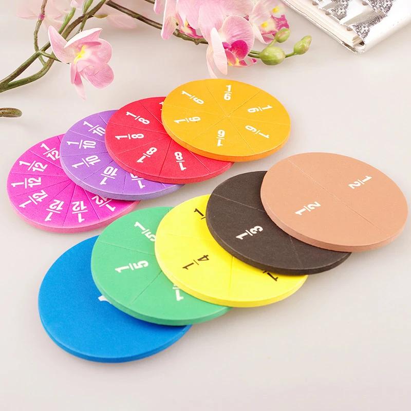 51pcs Circular Numbered Fractions Counting Chips Educational Math Toys Round Shape EVA Materials Mathematics Learning Kids Gift