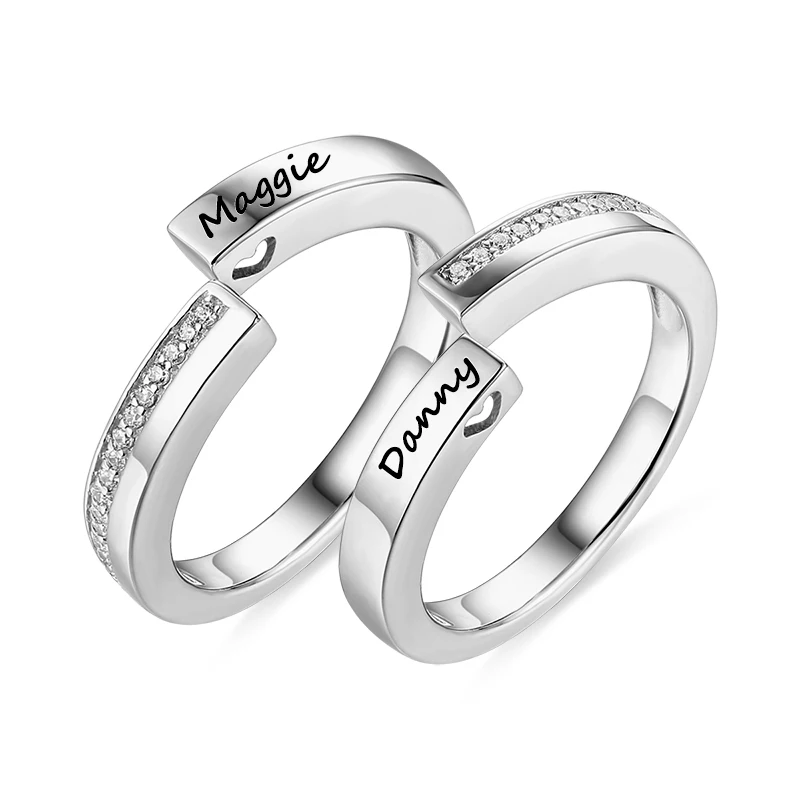 Personalized Infinity Couple Rings with Engraving Names Vintage Jewelry Customized Engagement Rings for Women Men Valentine Gift