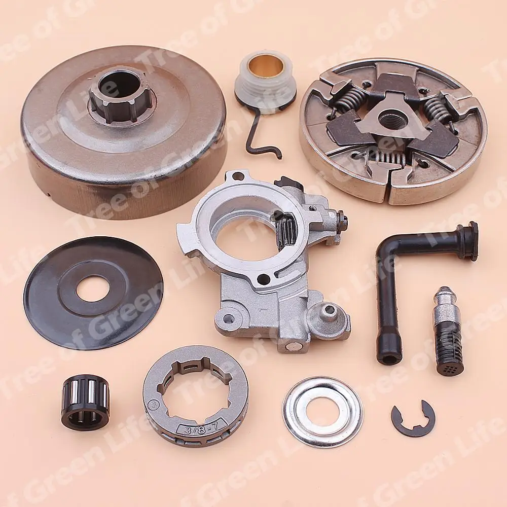 Llanta de tambor de piñón de embrague de 3/8 "-7 para Stihl MS660 066 064 MS640 MS661, Kit de línea de filtro de engranaje helicoidal para bomba de aceite, motosierra 1122 160 2900