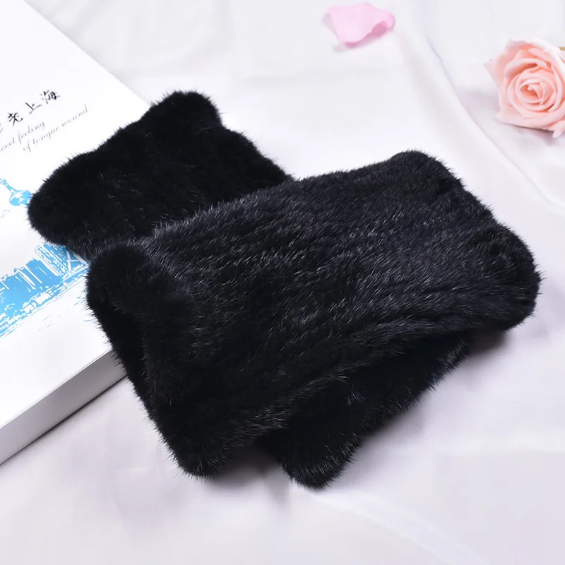 Genuine Mink Fur Leg Warmer, Knee Sleeve, Keep Warm, Knitted, High Elastic, Leg Protection, Short Boot Cover, Autumn Winter