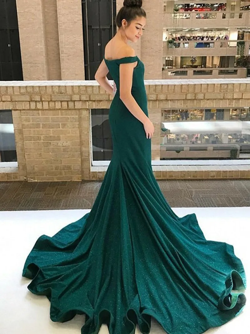 Eleganti abiti da sera a sirena verde smeraldo 2021 Sparkle paillettes increspature abiti da cerimonia lunghi Prom Abiye Robe De Soiree