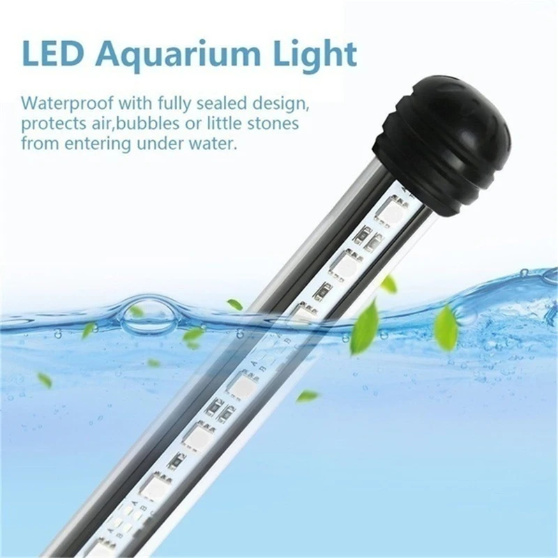 Aquarium LED Light Waterproof Fish Tank Light Underwater Suction Fish Lamp Aquariums Decor Lighting Plant Light Bar with Switch