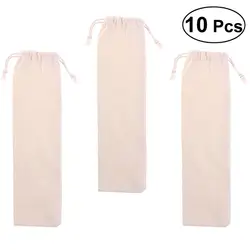 10 Pcs Cotton and Linen Pouch Bag Straw Carrying Case for Stainless Steel Drinking Straws Cutlery Fork Spoon Storage