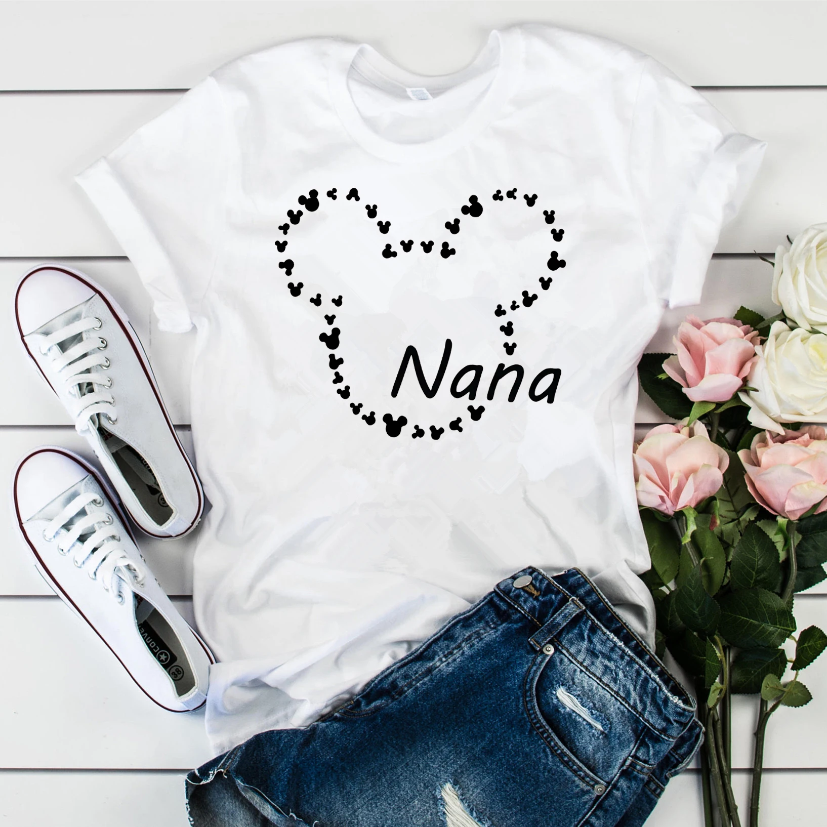 2020 Nana Shirt Bless Nana T-shirt Cute Grandma Gigi Shirt Mima Tees Grandmother Gift Mouse Nana Tee