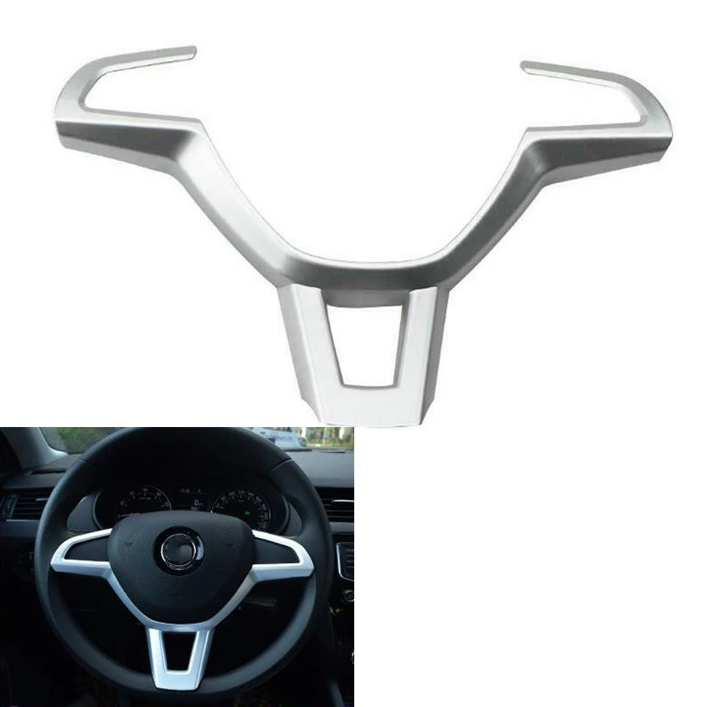 Hsanzeo Car Steering Wheel Decoration Cover Frame Panel Trim for Skoda Kodiaq Octavia A7 Rapid Yeti Superb Kamiq FABIA