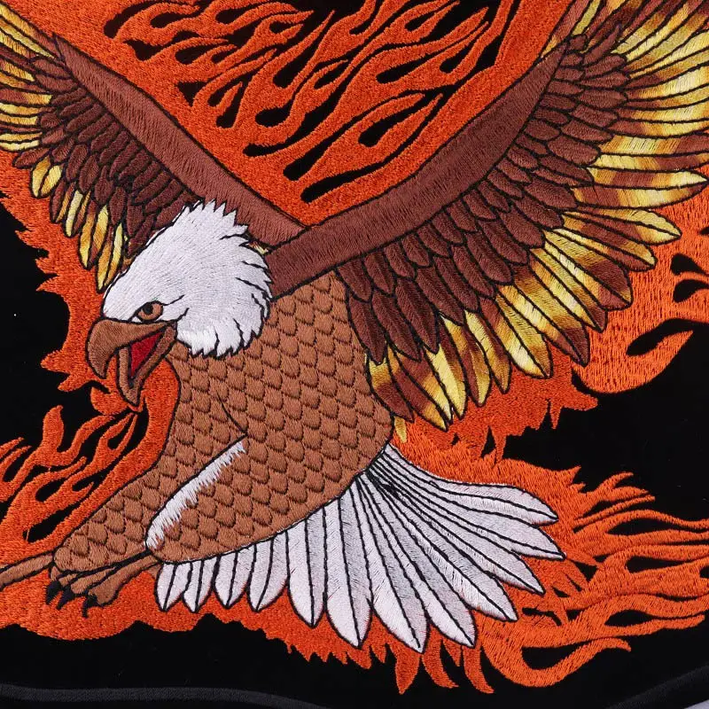 DIY Punk Eagle Clothing Thermoadhesive Patches Iron-on Sticker For Clothes Stripe Flame Jeans Patches Iarge Embroidered Patches