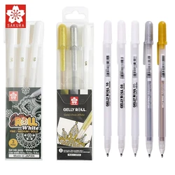 Sakura 3pcs Gelly Roll Classic Highlight Pen Gel Ink Pens Bright White Pen Highlight Sketch Marker Golden Silver Highlighting