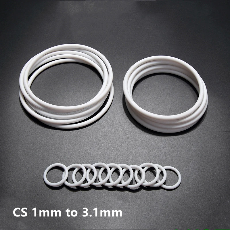 Custom PTFE O-Rings,10 Pcs, CS 1-2mm, Chemical Heat Resistant, Non-Stick Sealing Gasket for Acids, Solvents, High-Friction,White