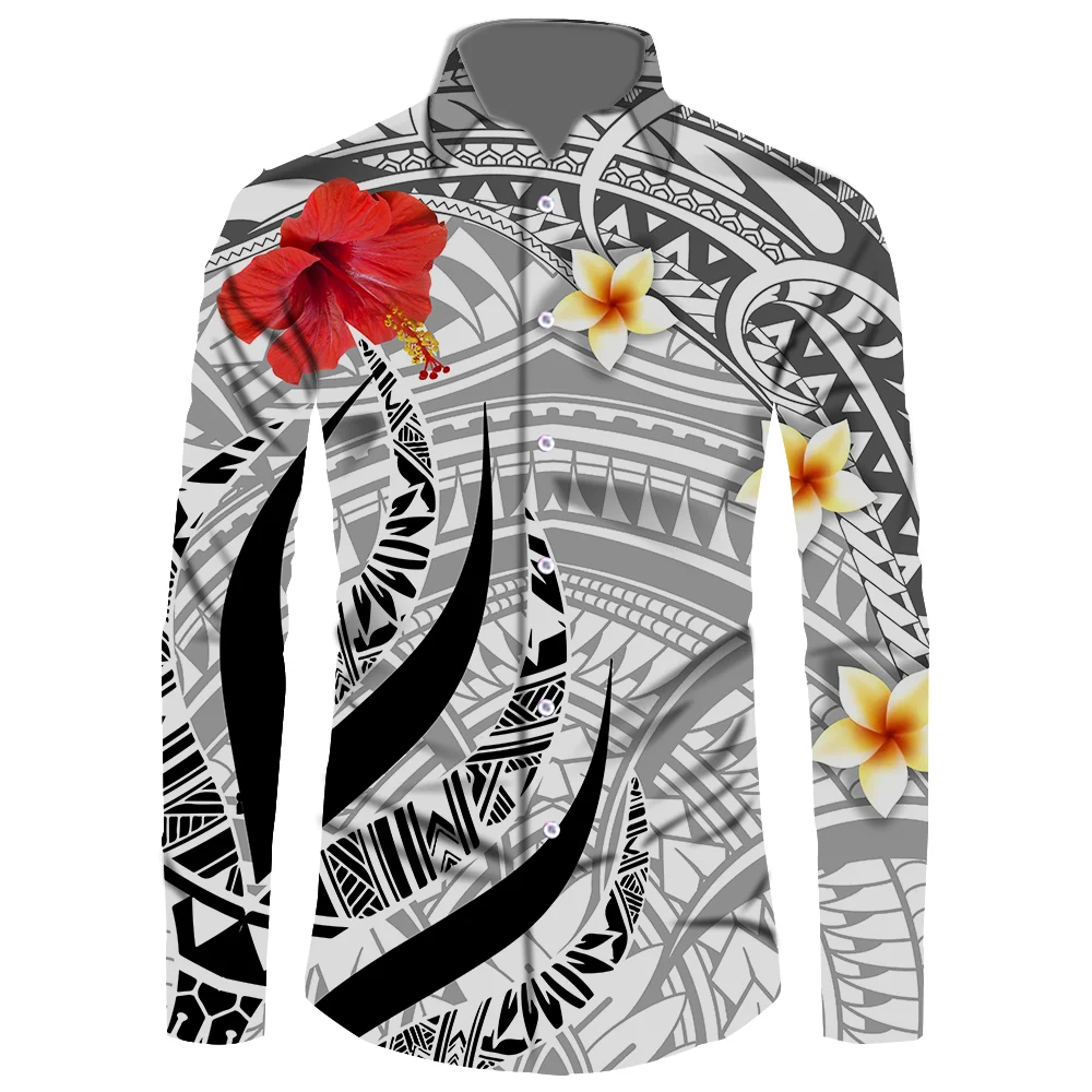 

High Quality Autumn Samoan Puletasi Viking Clothes Long Sleeve Shirt Men Tribal Island Clothes Samoan Shirts For Men