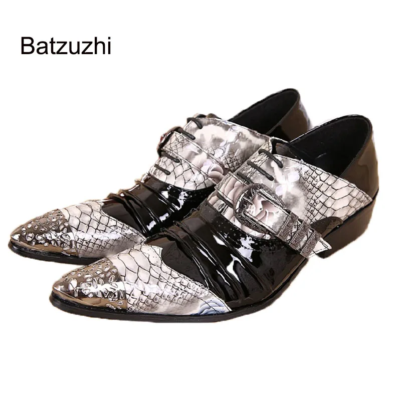 

ntparker Japan Style pointed toe male Leather shoes 6.5cm Height increased Man Shoes snake pattern leather Business Shoes Men