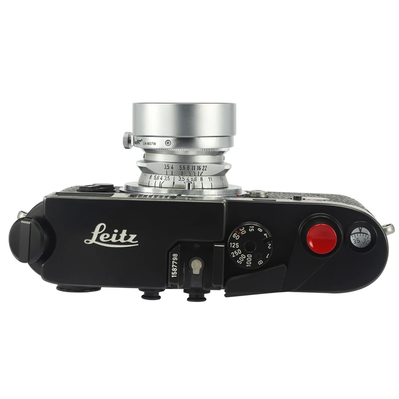 Haoge LH-M37W Metal Lens Hood for Leica Leitz Elmar 3.5cm 35mm f3.5 replace A36 Silver