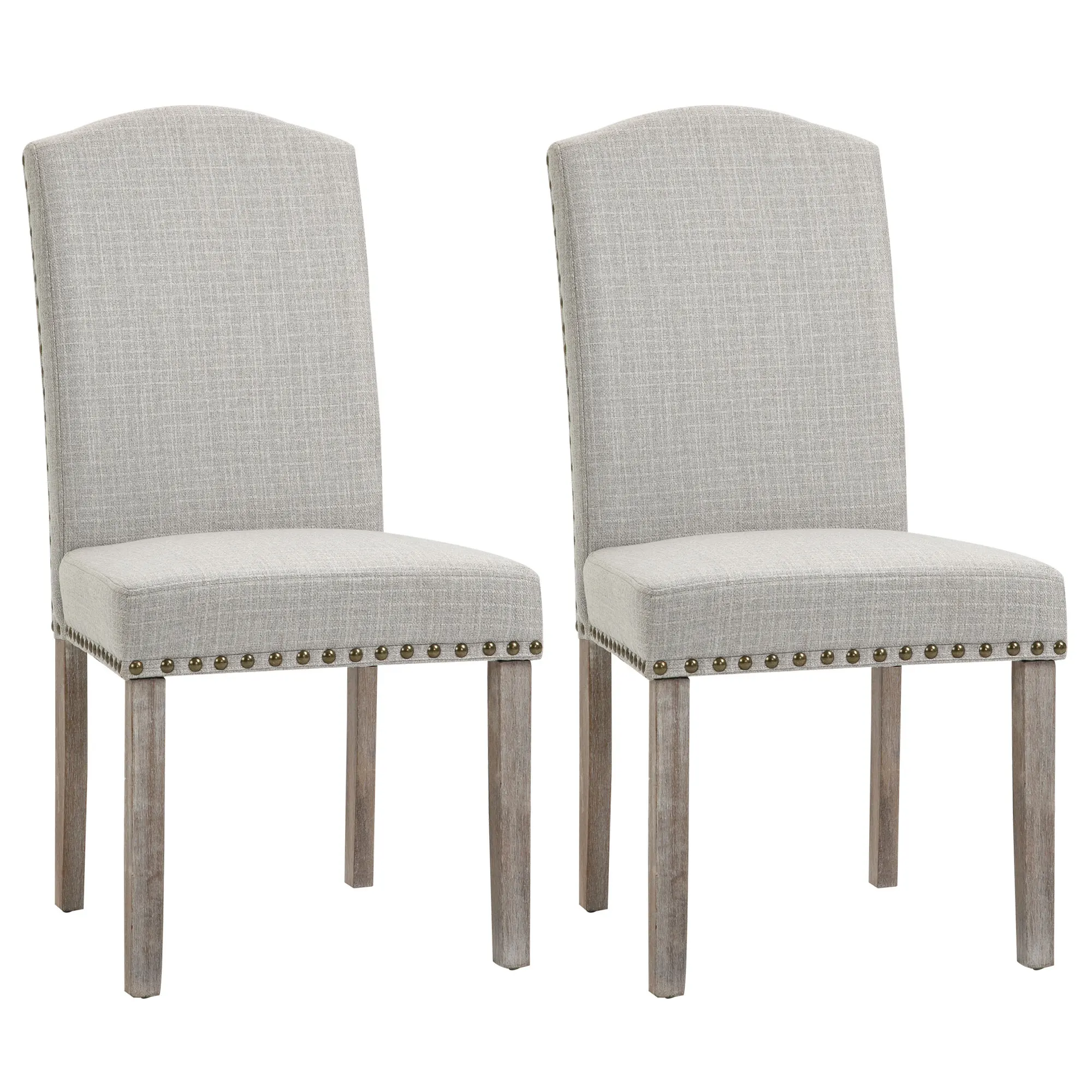 HOMCOM set 2 high-backed kitchen dining chairs rivets 51x64x99,5 cm