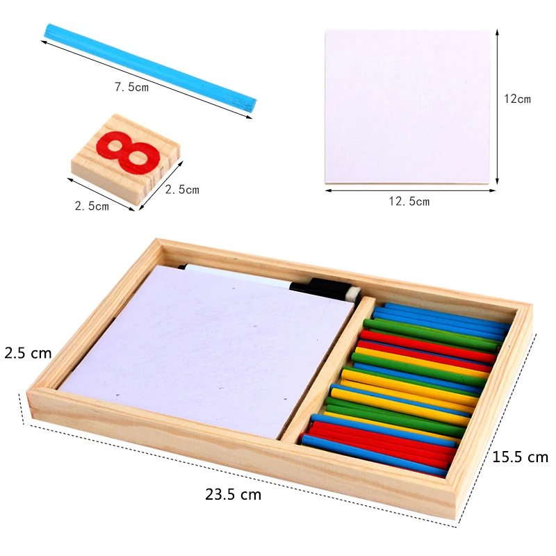 몬테소리 교육용 나무 소재 수학 장난감 어린이용, 조기 학습 자료, 숫자 계산 스틱, 지능 개발
