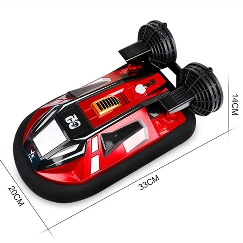 Hovercraft télécommandé amphibie pour enfants, bateau de vitesse rouge étanche, jouets d'extérieur, cadeau pour garçons, 2.4G