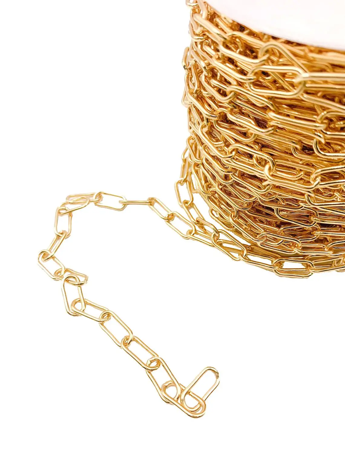 Farbige Ketten-Büroklammern aus Messing, klobig, oval, Weiß, Rosa, Lila, Schwarz, Silber, Gold, 7 mm Breite, 1 Meter Länge – Detail 4