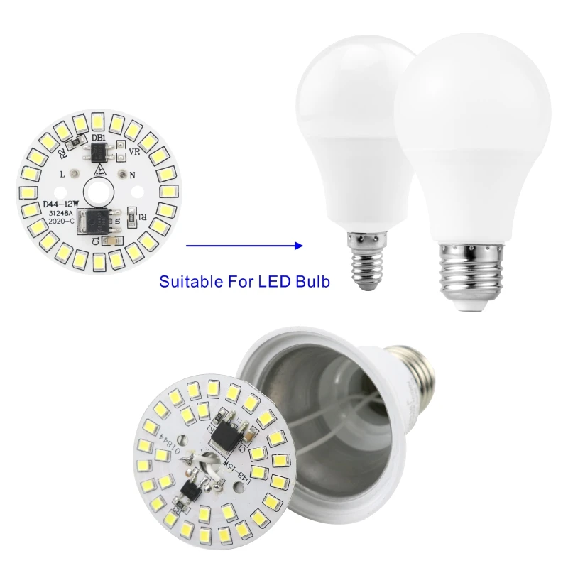 Chip LED para bombilla de 3W, 5W, 7W, 9W, 12W, 90 lúmenes/W, 2835SMD, cuentas de luz redondas, CA 220V-240V, Chips de bombilla, lámpara de