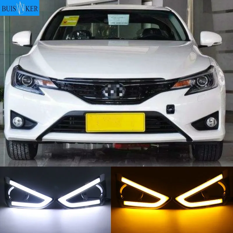 

1Pair DRL For Toyota MARK X REIZ 2013 2014 LED DRL Daytime Running Light With Turn Signal Fog Lamp