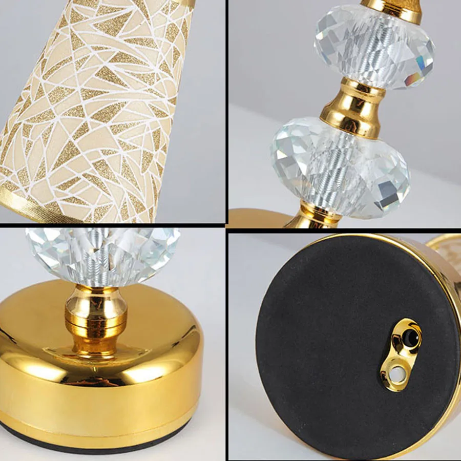 Creative Restaurant Bar Table Lamps Bedroom Bedside Desk Light With Cloth Lampshade Rechargeable Dimmable LED Table Night Light