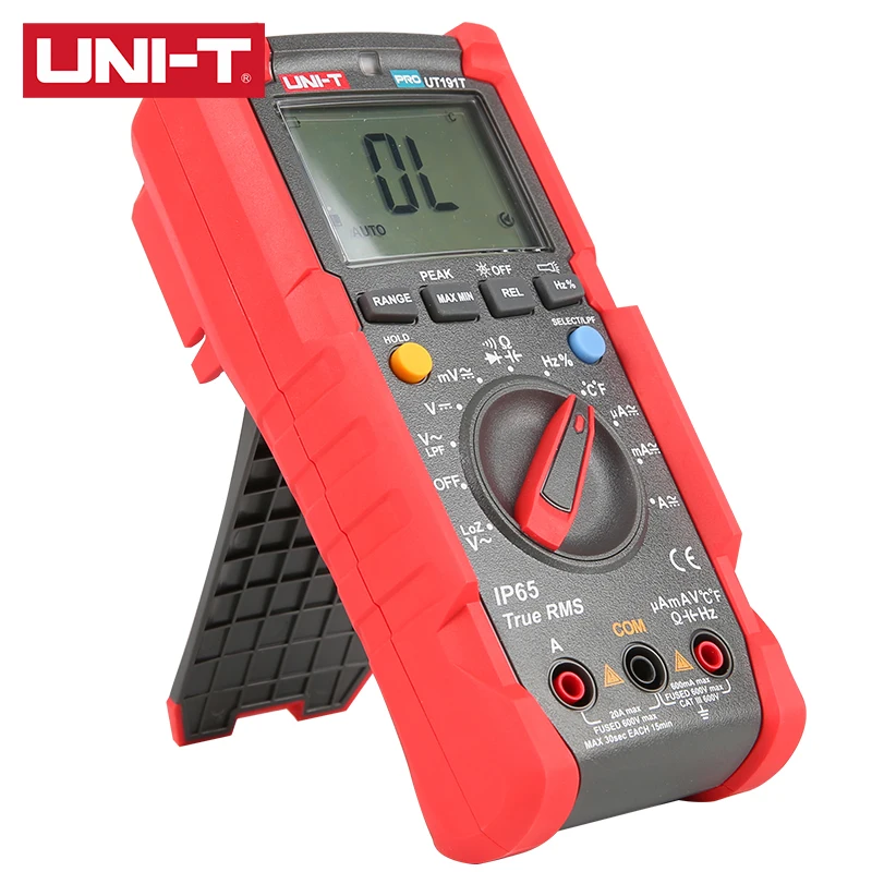 Multímetro profesional UNI-T UT191E UT191T valores eficaces verdaderos CAT III 600V IP65 2m retroiluminación automática a prueba de caídas medición de corriente 20A