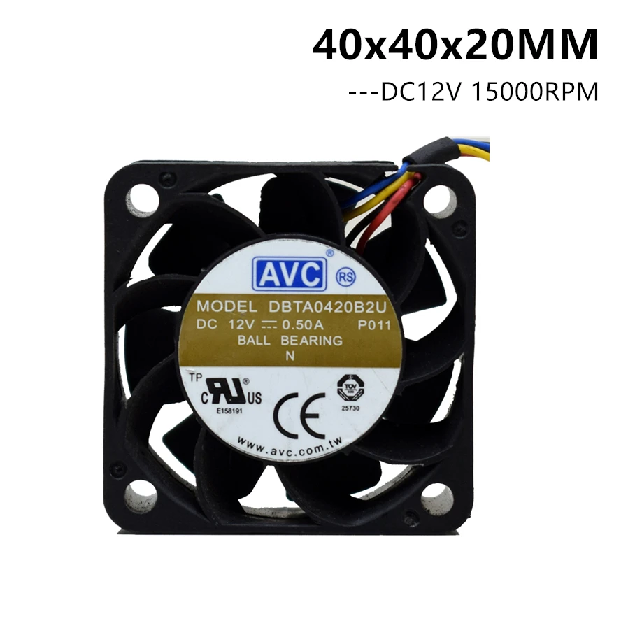 AVC 4020 40x40x20MM 40MM Wentylator serwerowy 15000RPM DBTA0420B2U DC 12v 0.5A 4PIN PWM