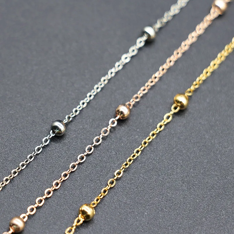 

5m/lot Wdith 1.5mm 2mm Copper Rolo Link Chains for Bracelet with 3mm 4mm Bead Chains Necklace For DIY Jewelry Making Findings