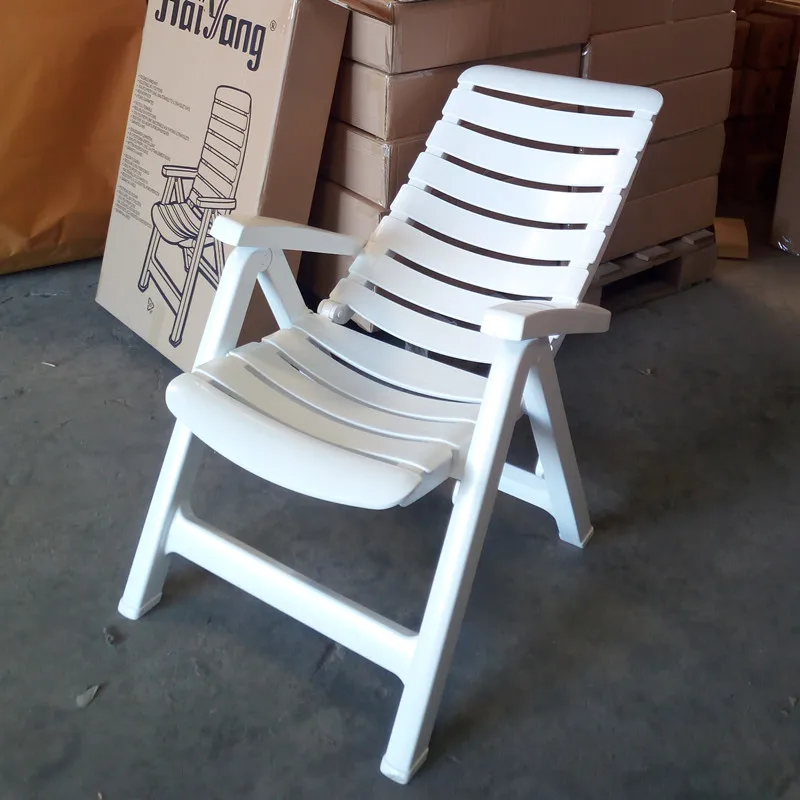 1pc outdoo folding Plastic chair folded Beach chair Blacony furniture sun chaise lounge for Garden terrace Poolside white color