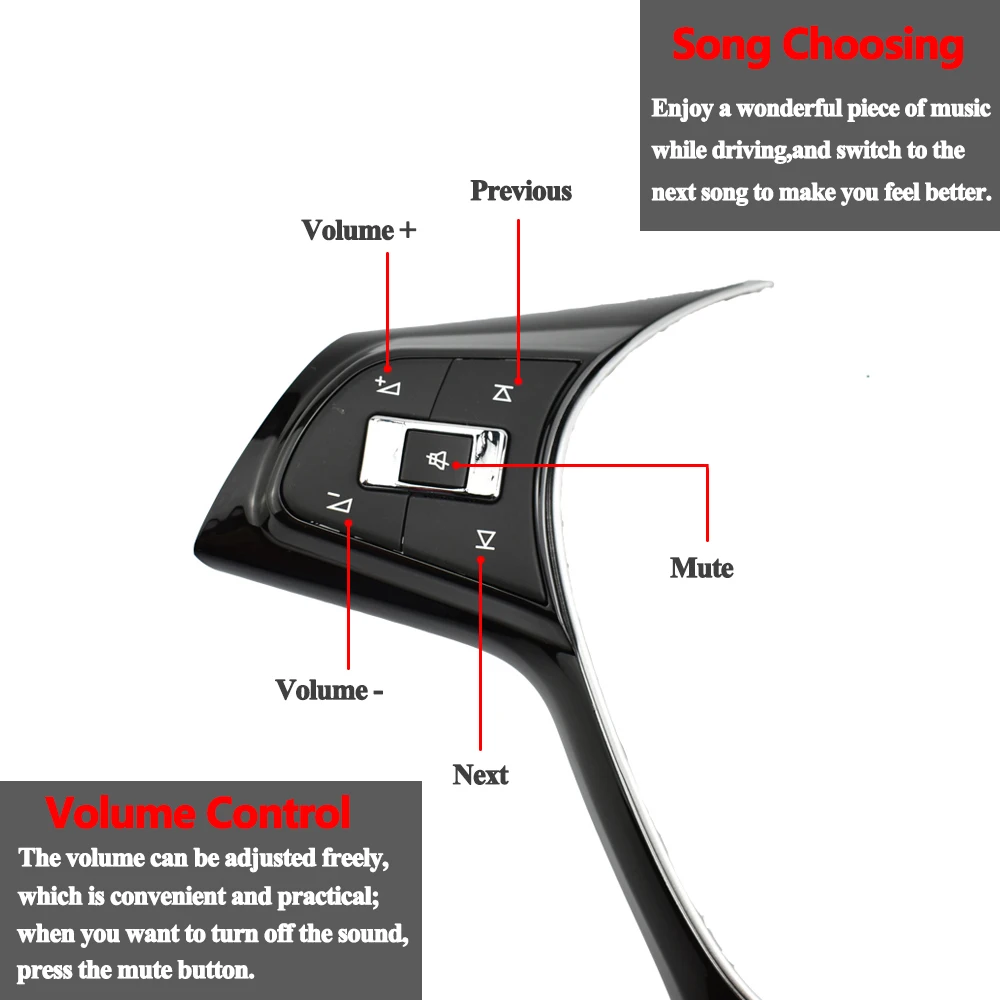 Botón de control de volante multifunción, interruptor de volumen de audio para VW, Volkswagen MK6, Golf 7, Jetta, Polo