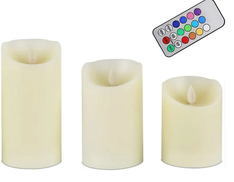 USB Rechargeable Remote Controlled Flameless LED Pillar Candle Multicolor Paraffin Wax Electric RGB LED Candles Lamp Party Decor