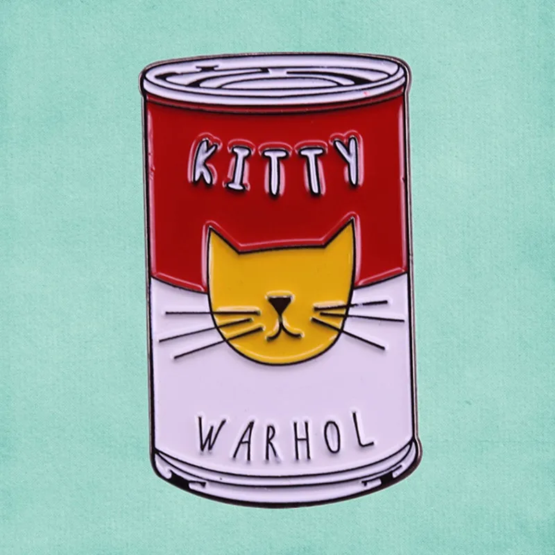 Andy Warhol Cat Artist Enamel pin Pop Art Kitten Cat Person soup can brooch prefect gift for cat and art lover badge jewelry