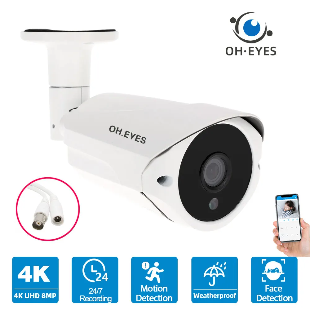 HD CCTV 8MP Analog Camera BNC Outdoor Waterproof Face Detecion AHD Video Security Surveillance DVR Camera with Motion Sensor 4K