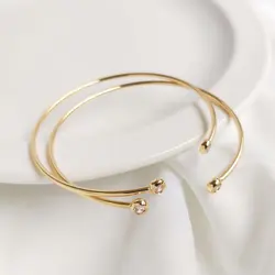 2PCS Korean Bracelets for Women Valentines Day Gift with Zircon Gold Plated Charms for Jewelry Making DIY Brass Accessories