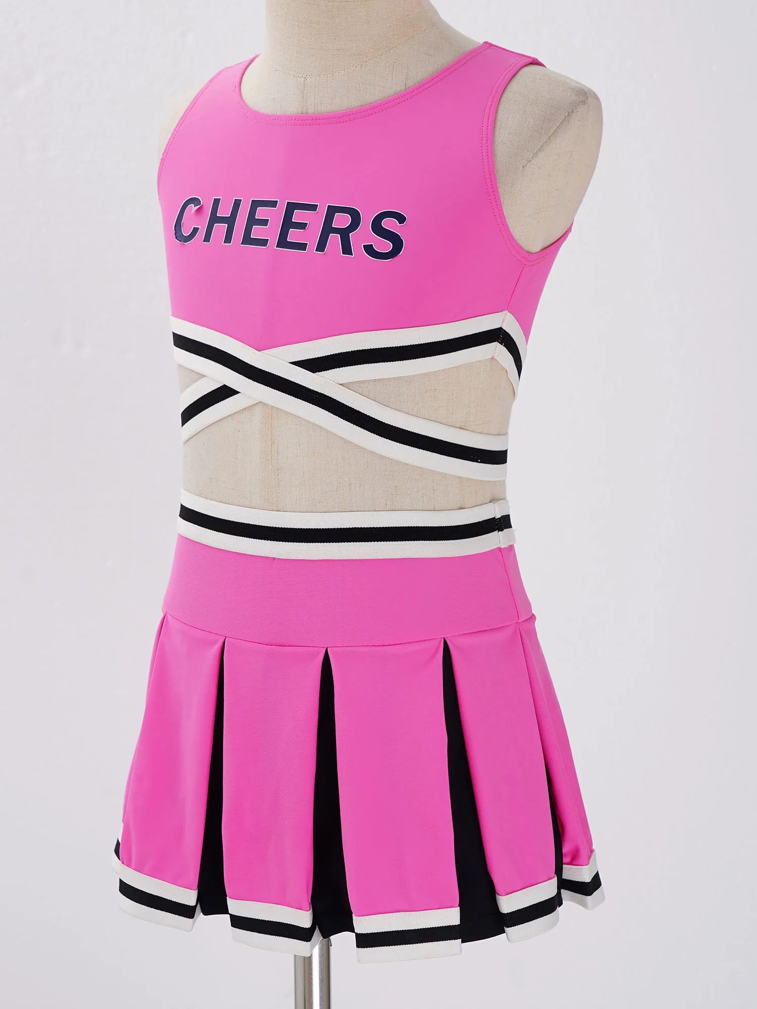 Kids Girls Children Cheerleader Costume School Girls Cheer Costume Sets for Performance Party Halloween Cosplay Stage Outfits