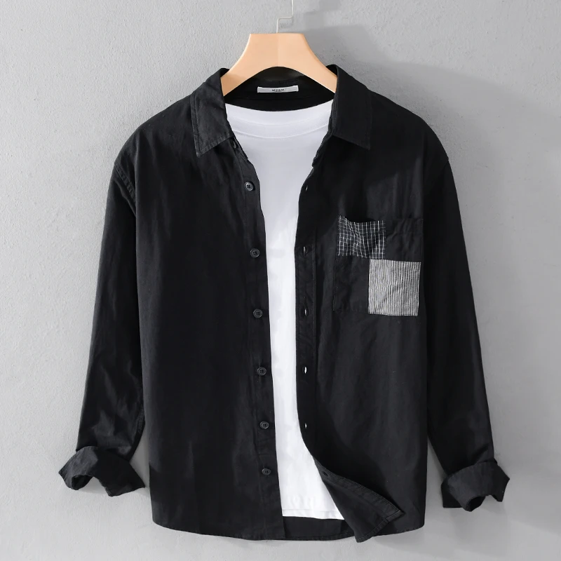 Designer Long-sleeved Patchwork Cotton Shirts For Men Fashion Casual Brand Comfortable Tops Clothing Camisa Masculina Chemise