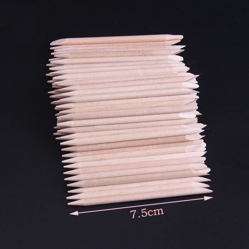 100Pcs Wooden Cuticle Pusher Nail Art Cuticle Remover Orange Wood Sticks For Cuticle Removal  Pedicure Manicure Nail Art Tools