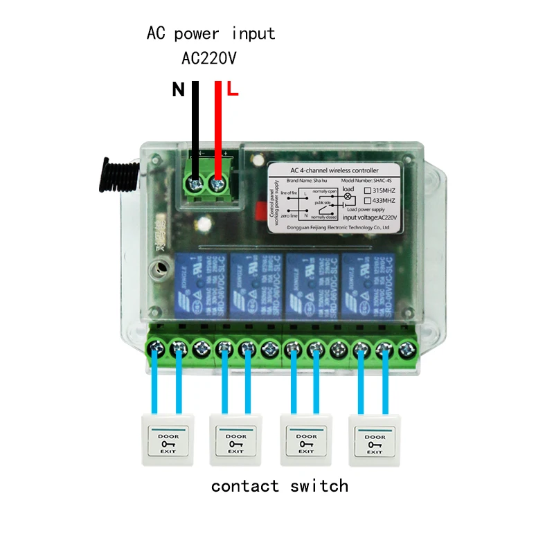 12V24V60V220v230V 4ch channel 433mhz wireless remote control switch remote control switch for fan and light