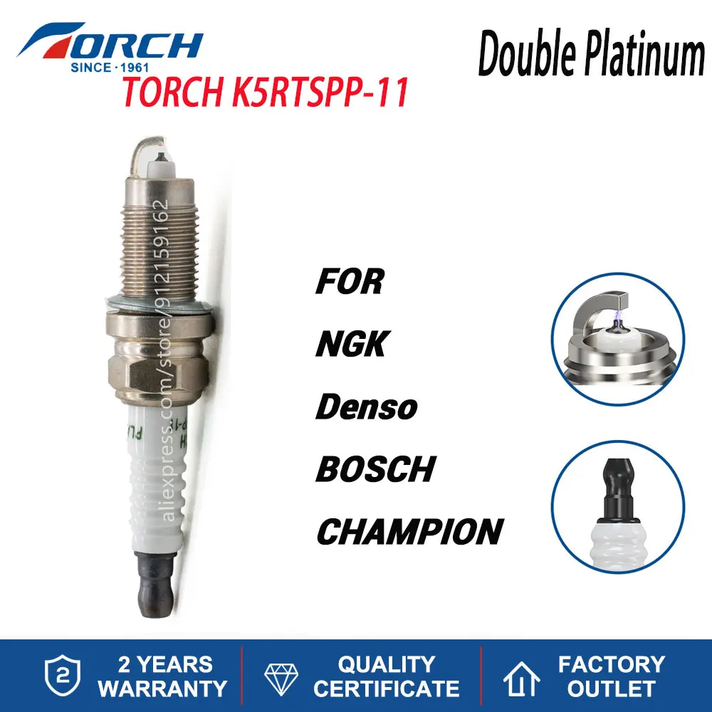 Candle Replace for F7HPPRX F7HPP222 0242235984 7968/PZFR5D-11 MOTORCRAFT AGPS44F Double Platinum Spark Plug Torch K5RTSPP-11