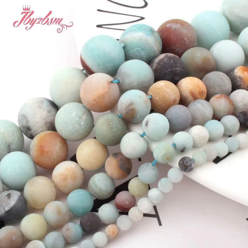 4,6,8,10mm Round Amazonite Multicolor Frost Beads Loose Natural Stone Beads For DIY Necklace Bracelets Jewelry Making Strand 15\